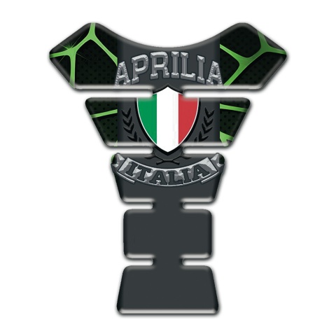 Aprilia Tank Guard Pads Black with Green Lines Italian Flag Logo