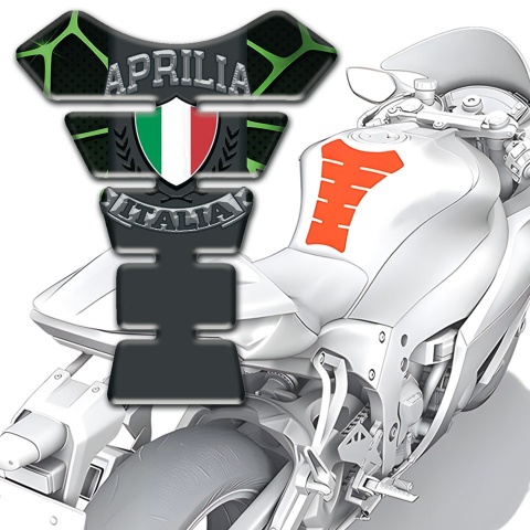 Aprilia Tank Guard Pads Black with Green Lines Italian Flag Logo