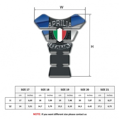Aprilia Tank Guard Pads Blue Gray Background Italian Flag Logo