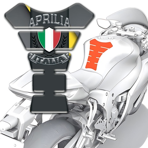 Aprilia Tank Fuse Gray Yellow Base Italia Logo Style 
