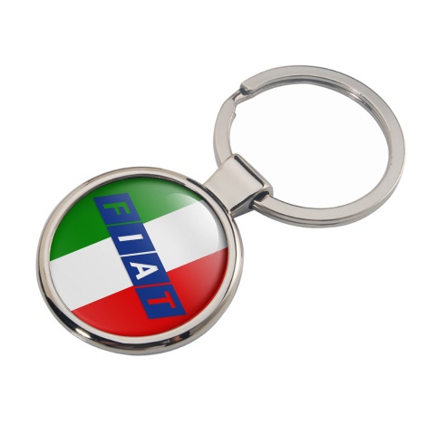 Fiat Key Fob Metal Italian Flag Blue Logo Edition