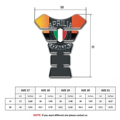 Aprilia Tank Guard Pads Orange Nuances base Italian Flag Logo