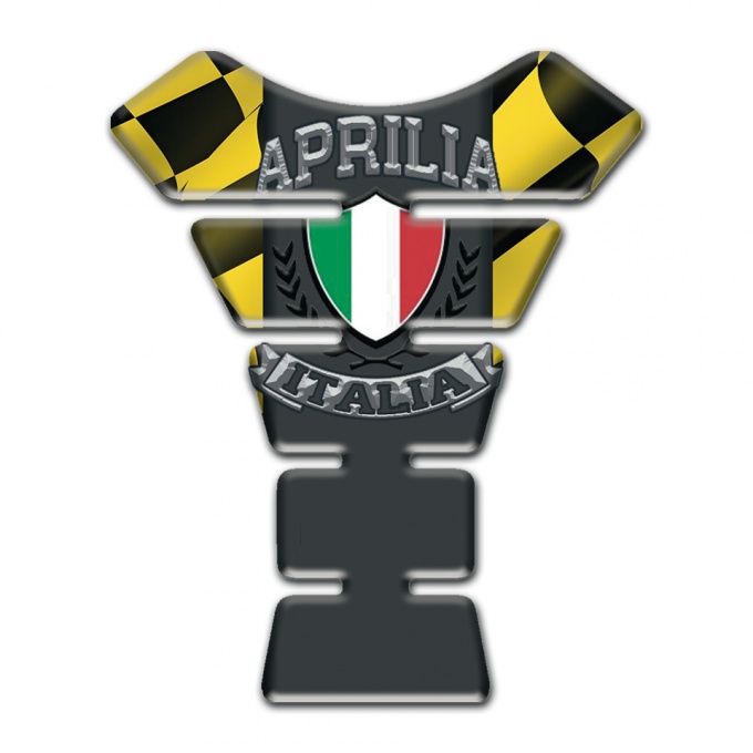 Aprilia Tank Guard Pads Black Yellow Squares base Italian Flag Logo