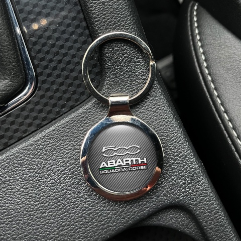 Fiat Abarth 500 Squadra Corse Keychain Metal Dark Carbon Italian Flag Edition