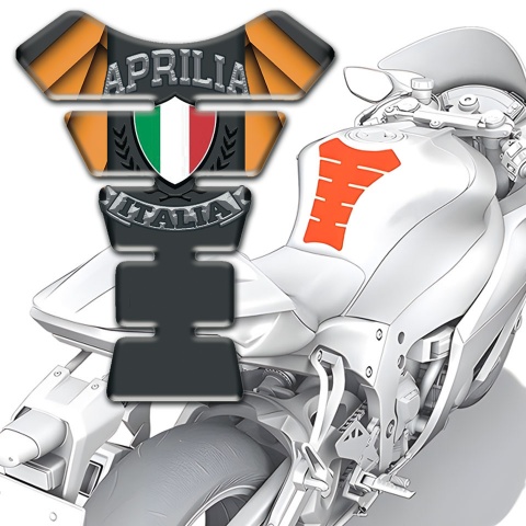 Aprilia Tank Pad Motorbike Orange Parts Background Italian Flag Logo