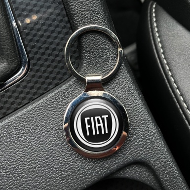 Fiat Metal Key Ring Black White Circle Logo Design
