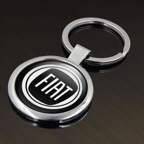 Fiat Metal Key Ring Black White Circle Logo Design