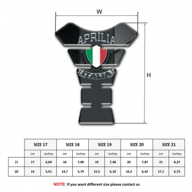 Aprilia Tank Pad Motorbike Gray Black Base Italian Flag Logo