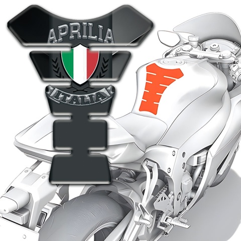 Aprilia Tank Pad Motorbike Gray Black Base Italian Flag Logo