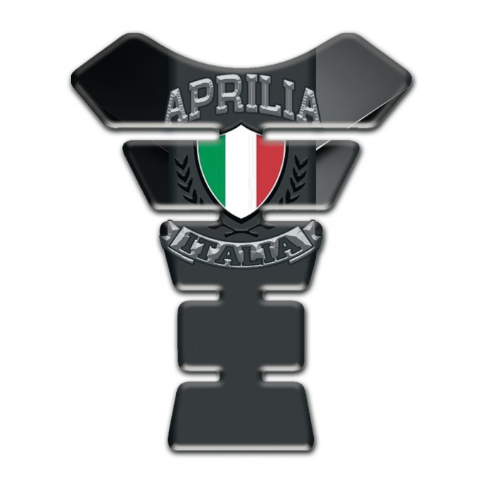 Aprilia Tank Pad Motorbike Gray Black Base Italian Flag Logo