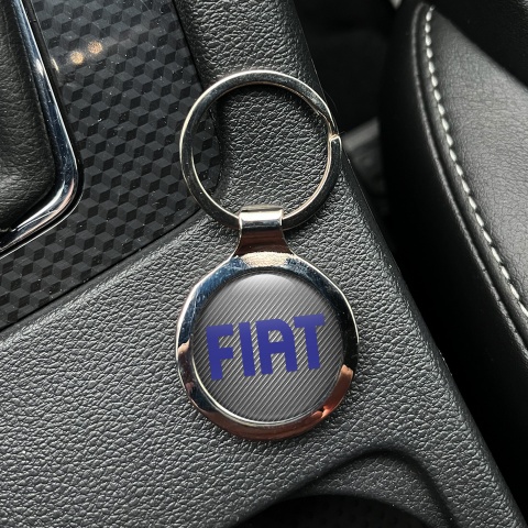 Fiat Key Fob Metal Dark Carbon Blue Logo Classic