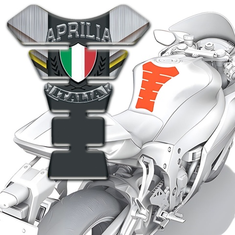 Aprilia Tank Pad Motorbike Silver Motive Background Italia Logo 
