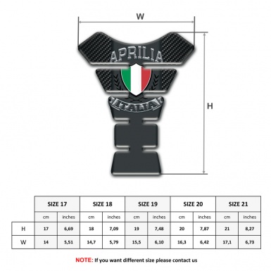 Aprilia Tank Pad Motorbike Italia Logo with Black Carbon Base