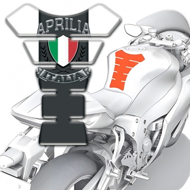 Aprilia Tank Guard Pads White Base Italian logo 