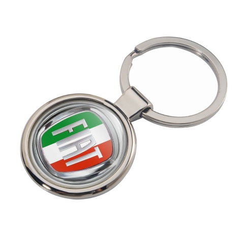 Fiat Key Fob Metal Silver Circle Italian Flag Edition