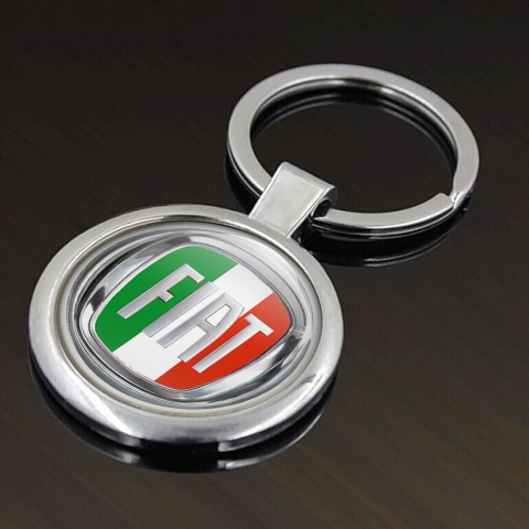 Fiat Key Fob Metal Silver Circle Italian Flag Edition