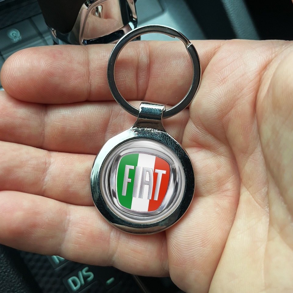 Fiat Key Fob Metal Silver Circle Italian Flag Edition | Keychains ...