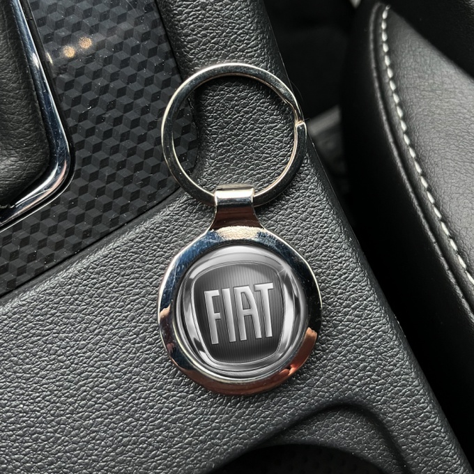 Fiat Key Holder Metal Silver Circle Graphite Mesh Design | Keychains ...