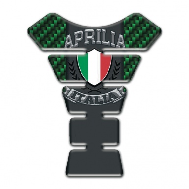 Aprilia Tank Guard Pads Green Carbon Base Italian Flag Logo