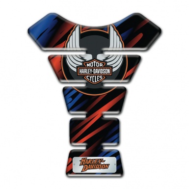 Harley Davidson Tank Fuse Blue Red Patterns base Wings Logo Stle 