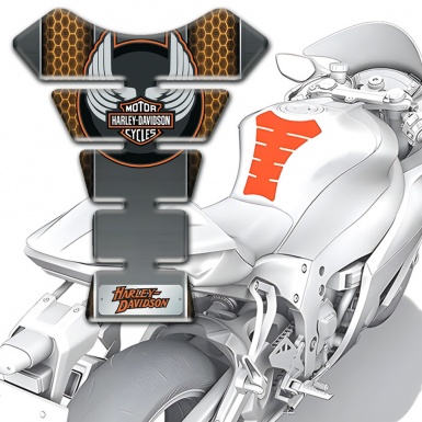 Harley Davidson Tank Pad Motorbike Copper Honeycomb Base Wings Logo Style 