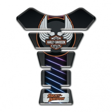 Harley Davidson Tank Guard Pads Neon Stripes Base Wings Logo Style 