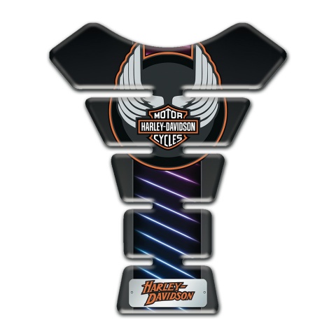 Harley Davidson Tank Guard Pads Neon Stripes Base Wings Logo Style 