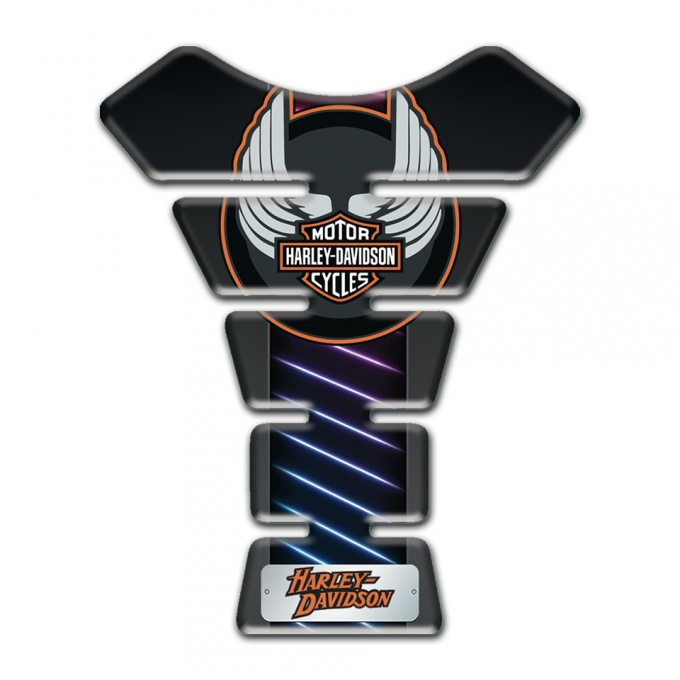 Harley Davidson Tank Guard Pads Neon Stripes Base Wings Logo Style 