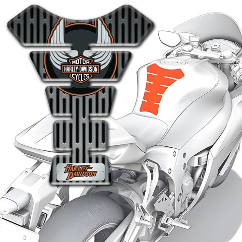 Harley Davidson Tank Pad Protector Base with Gray Ornament and Wings Logo 