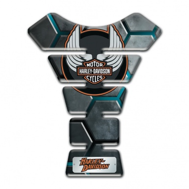 Harley Davidson Tank Protector Gray Figures with Turquoise Chanels Design