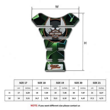 Harley Davidson Tank Protector Green Diamond Design Wings Logo 