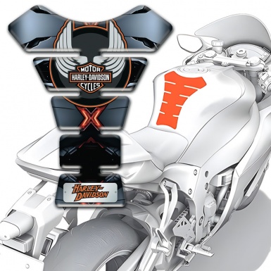 Harley Davidson Tank Guard Pads Red Black base Wings Logo 