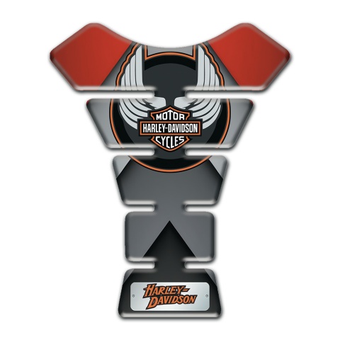 Harley Davidson Tank Pad Motorbike Gray Red Print Wings Logo 