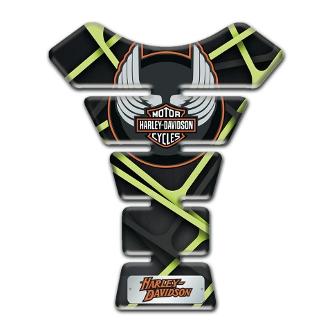 Harley Davidson Tank Guard Pads Green Lines base Wings Logo Style 