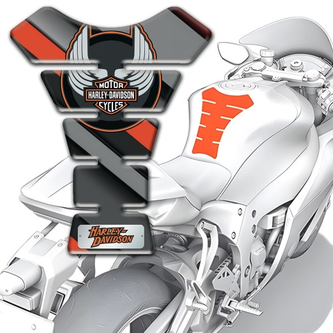 Harley Davidson Tank Protector Gray Orange Diagonal Print 
