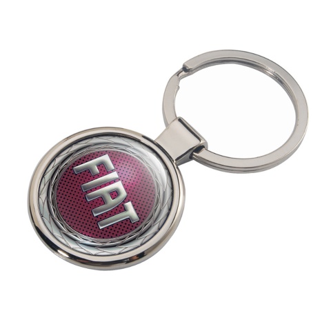 Fiat Key Holder Metal Silver Rings Red Mesh Design