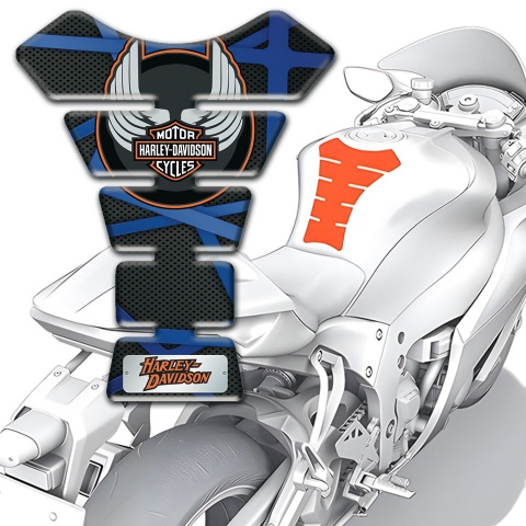 Harley Davidson Tank Guard Pads Black with Blue Patterns Edition 