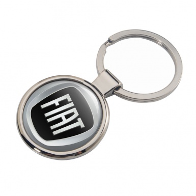 Fiat Metal Fob Chain Grey Circle Black Logo Edition