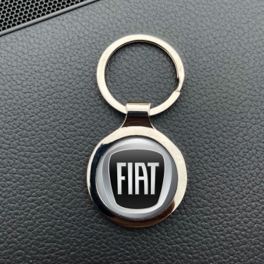 Fiat Metal Fob Chain Grey Circle Black Logo Edition