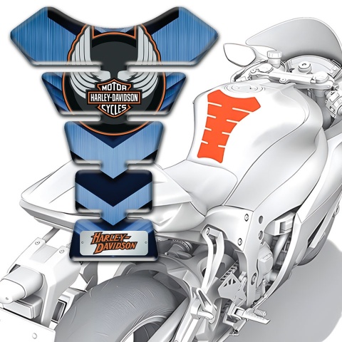 Harley Davidson Tank Guard Pads Light and Dark Blue Decoration 