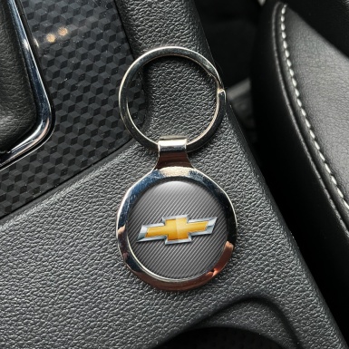 Chevrolet Schlusselanhanger aus Metall Kohlenstoff Basis mit Silber Gold Logo