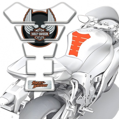 Harley Davidson Tank Guard Pads White Design 