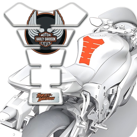 Harley Davidson Tank Guard Pads White Design 