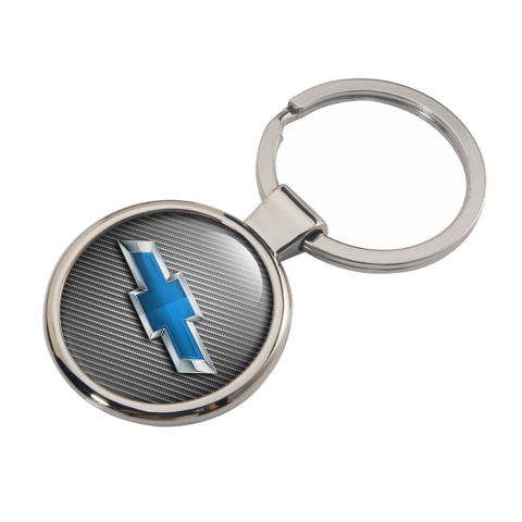 Chevrolet Metal Key Ring Light Carbon Silver Sky Blue Logo Design