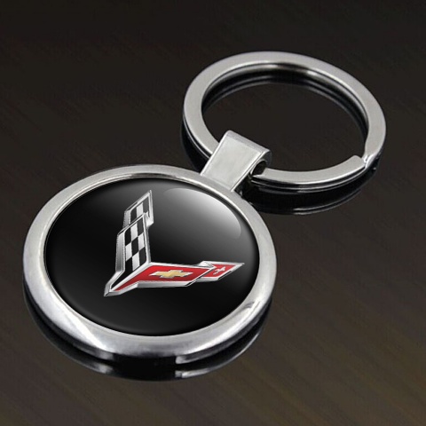 Chevrolet Corvette Autoschlusselanhanger aus Metall Schwarz mit Klassisch Logo