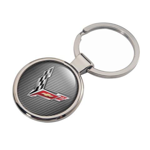 Chevrolet Corvette Key Holder Metal Light Carbon Silver Classic Logo Edition