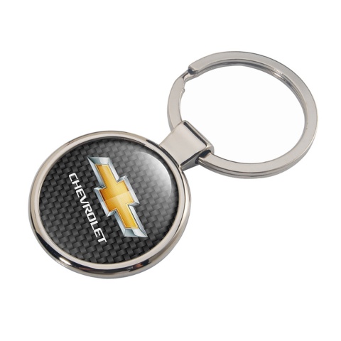 Chevrolet Keychain Metal Dark Carbon Silver Gold Logo Design