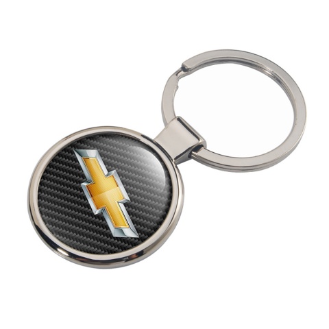 Chevrolet Keychain Metal Dark Carbon Silver Gold Tint Logo Edition