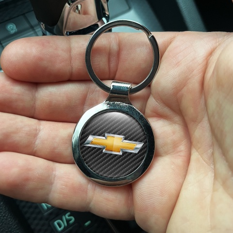 Chevrolet Keychain Metal Dark Carbon Silver Gold Tint Logo Edition