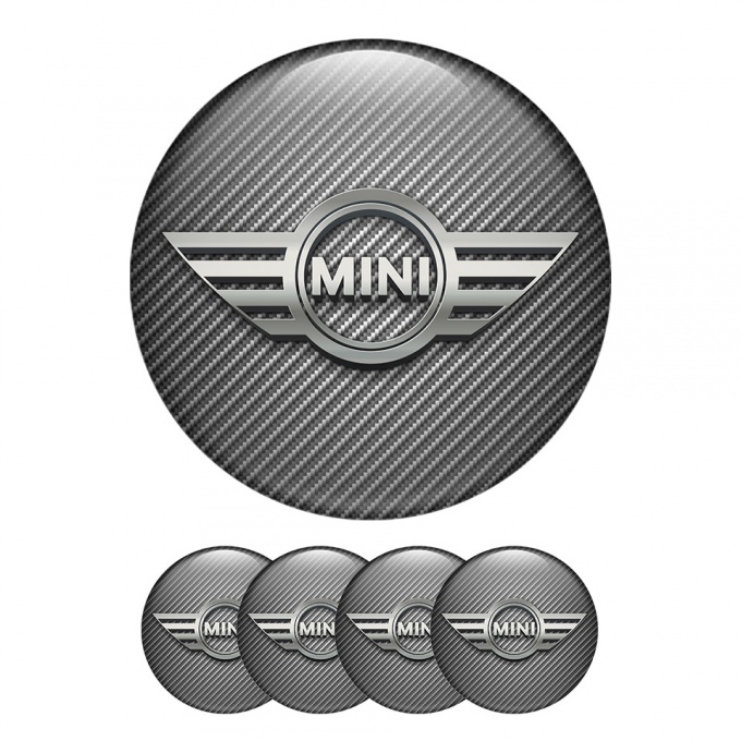 Mini Cooper Domed Stickers Wheel Center Cap Silver 3D Logo